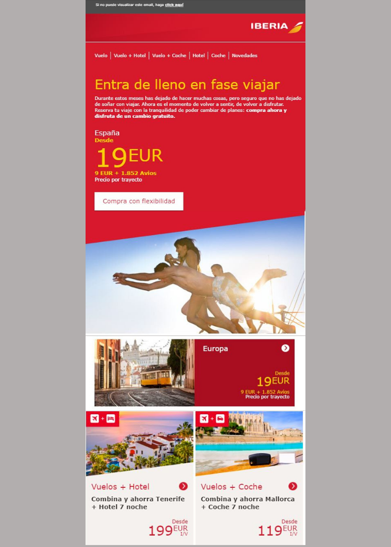 Campaña de email marketing de Iberia