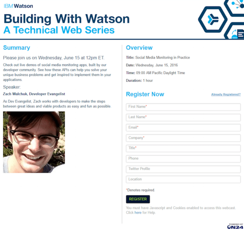 Landing page IBM Watson
