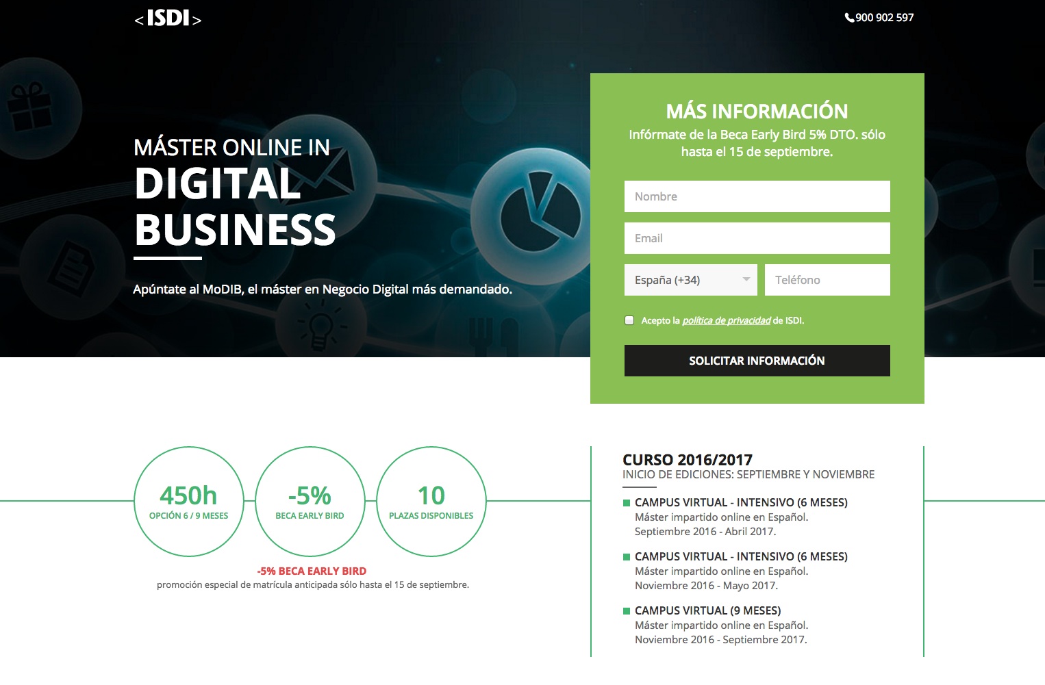 Errores en las landing pages: ISDI