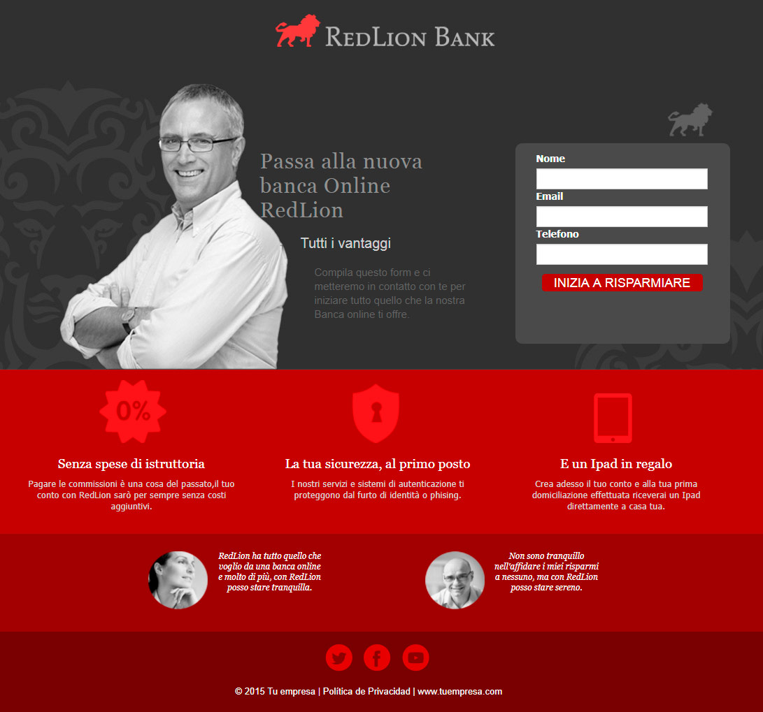 template gratuiti per landing pages