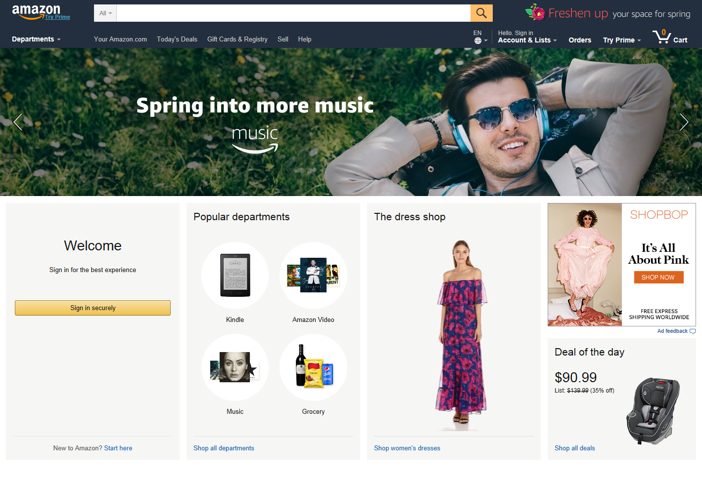 product landing pages: Amazon