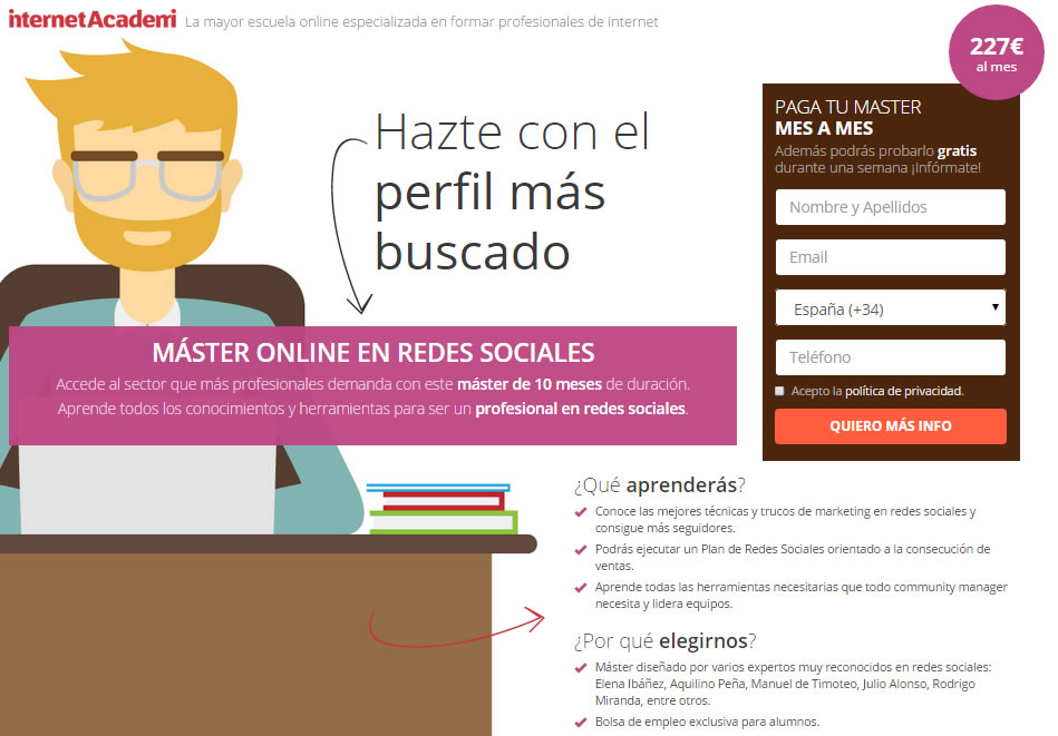 tipos de landing page: Click Through