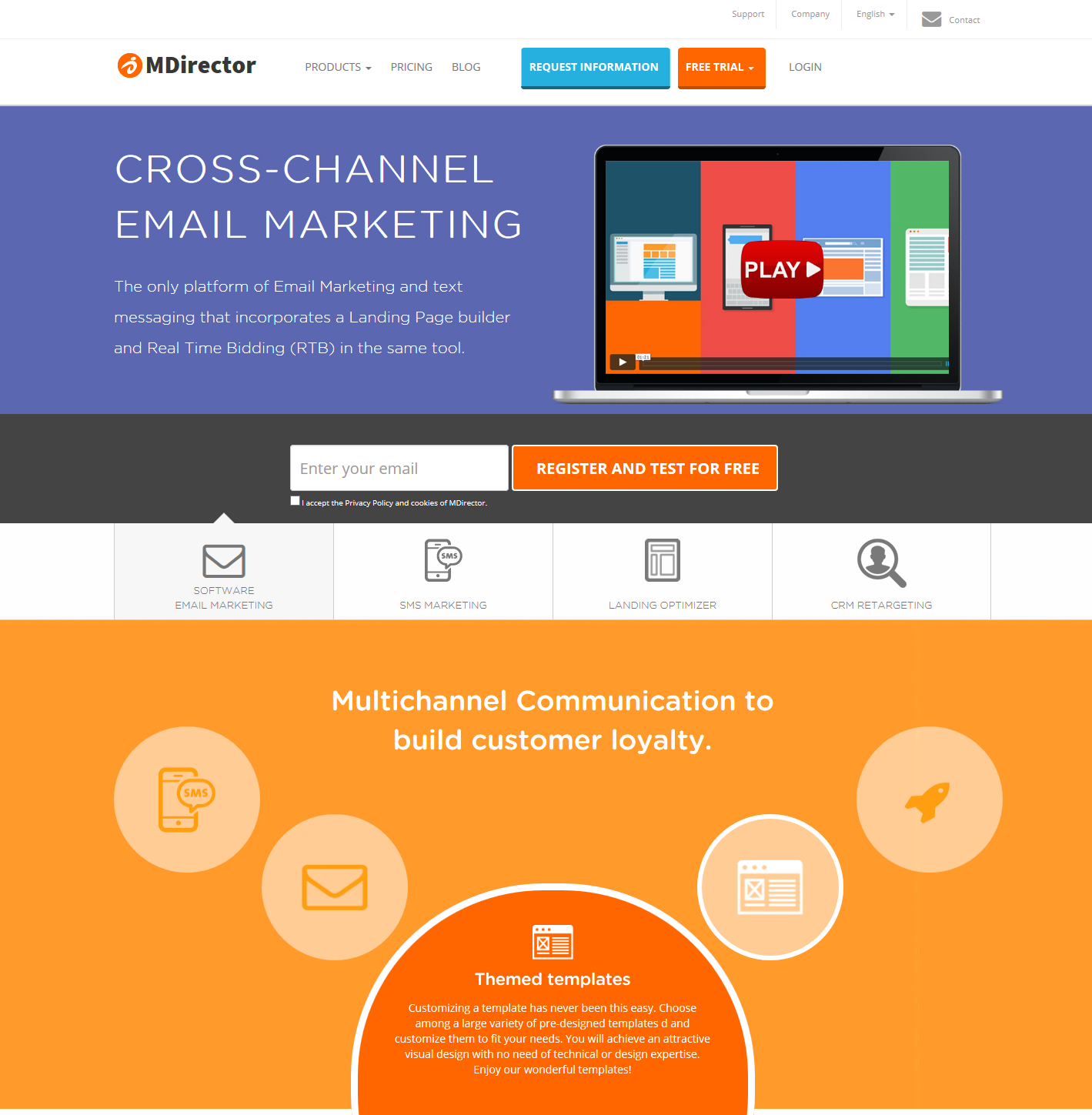 product landing pages: MDirector