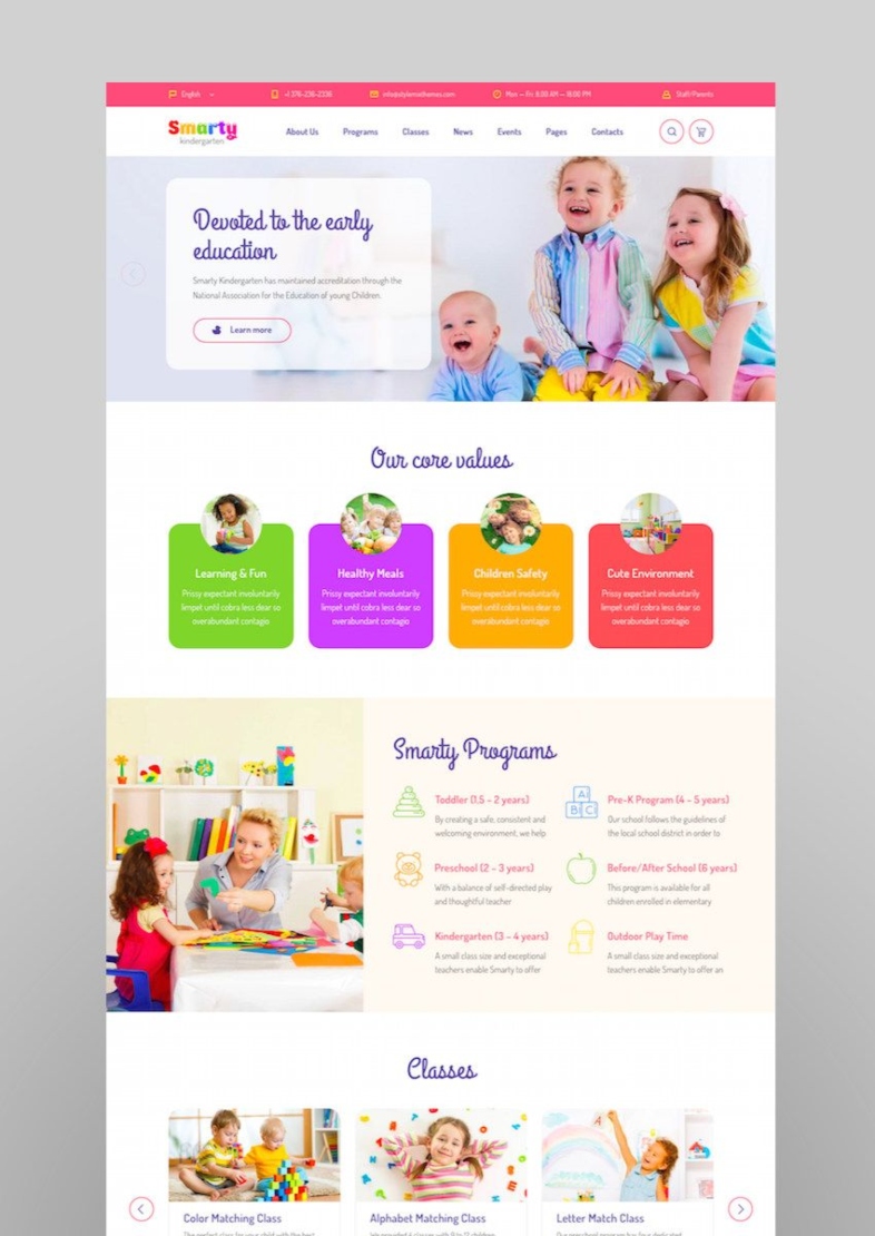Landing page para escuelas infantiles: Smarty Kindergarten