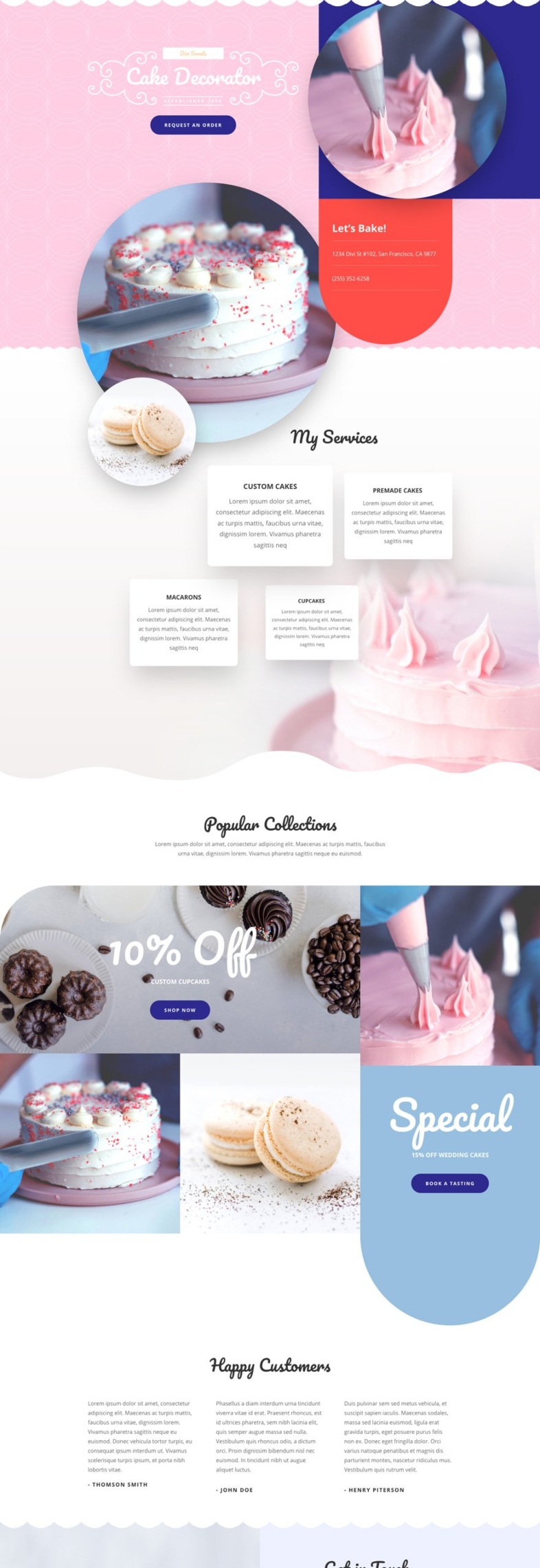 Landing page para pastelería: Cake decorator 