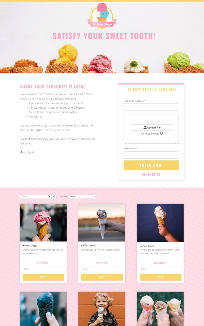 Landing page para pastelería: Ice Cream pastelería