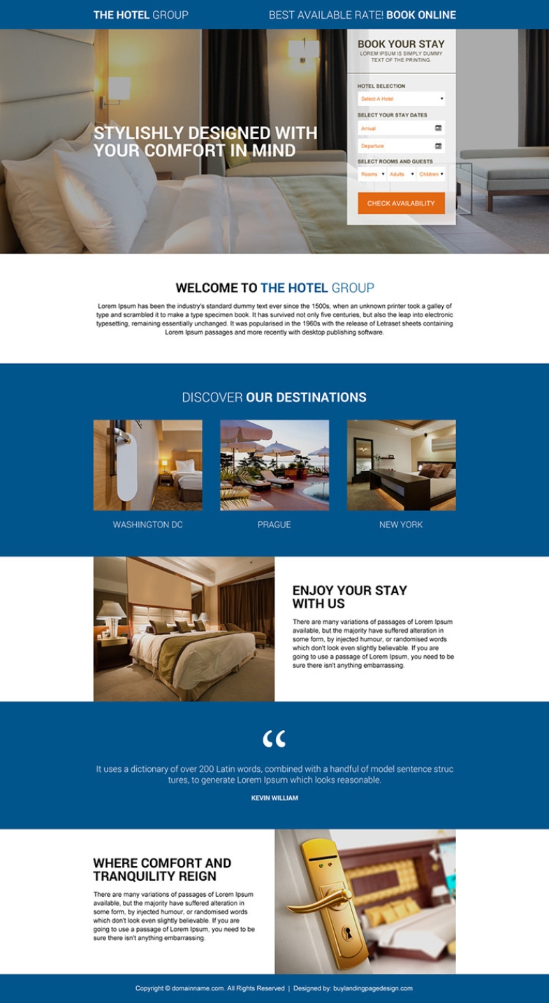 The Hotel Group landing page
