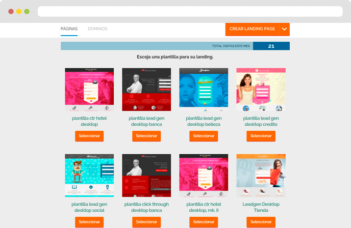 Templates profesionales en Landing Optimizer