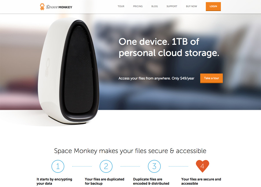 product landing page: Space Monkey