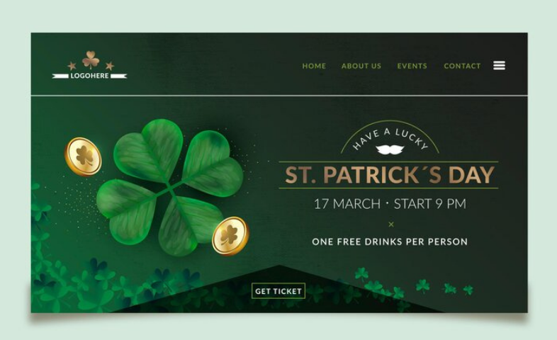 Landing page para St. Patrick 's Day: sencilla y precisa