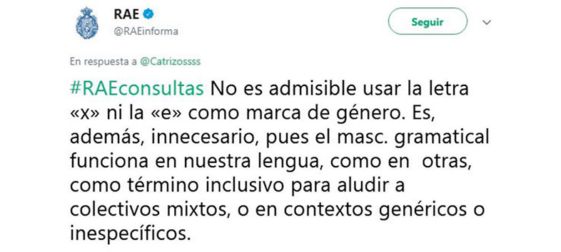 Normas de la Rae sobre el uso de x y @