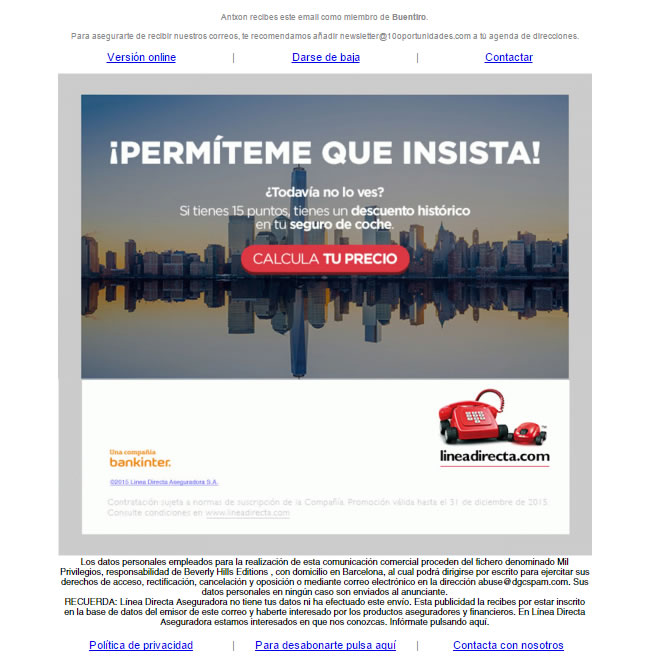 Email automatizzate per il settore assicurativo: LineaDirecta