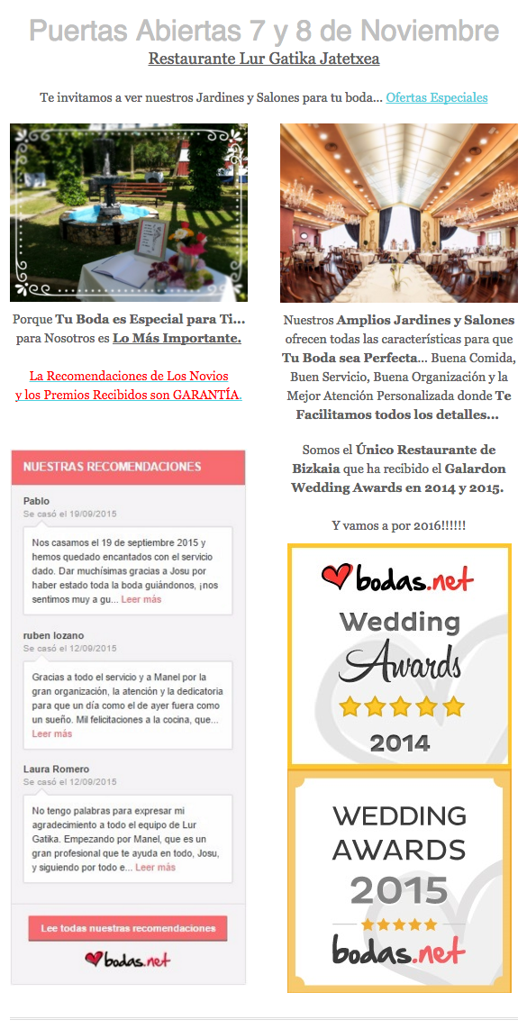newsletters de restaurantes: Lur Gatika