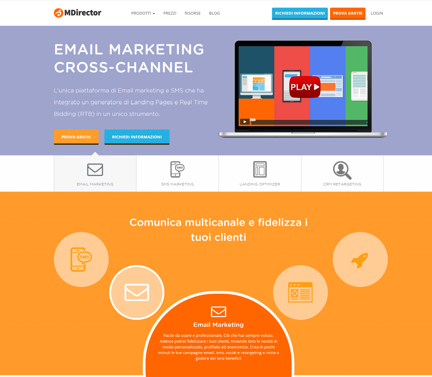 landing page orientate alla vendita: MDirector