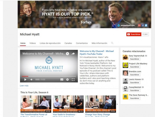 10 canales de youtube sobre marketing digital: michael hyatt