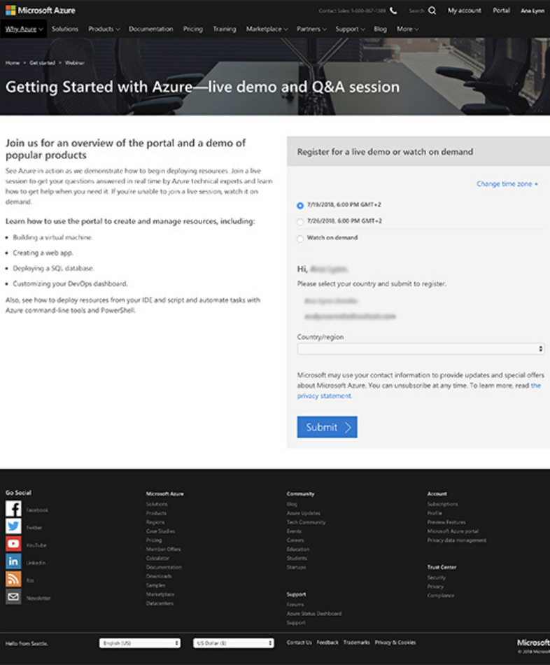 Microsoft Azure: landing webinar