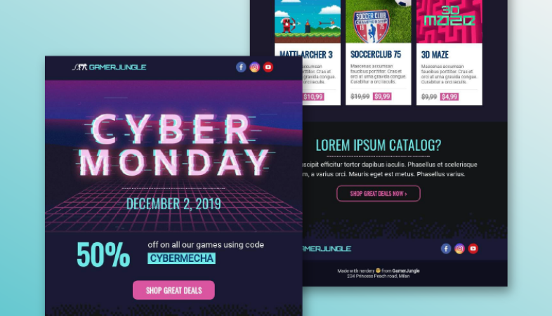 Ejemplos de newsletters de Cyber Monday