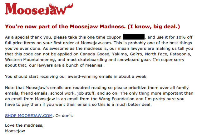 emails originales : Moosejaw