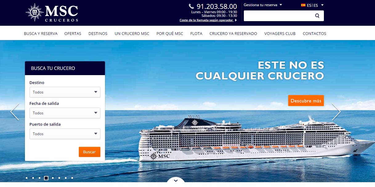 captación de clientes de cruceros : MSC Cruceros