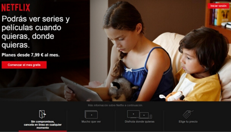 Landing page di Netflix