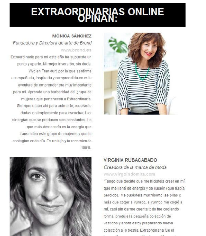 Newsletter con contenido testimonial