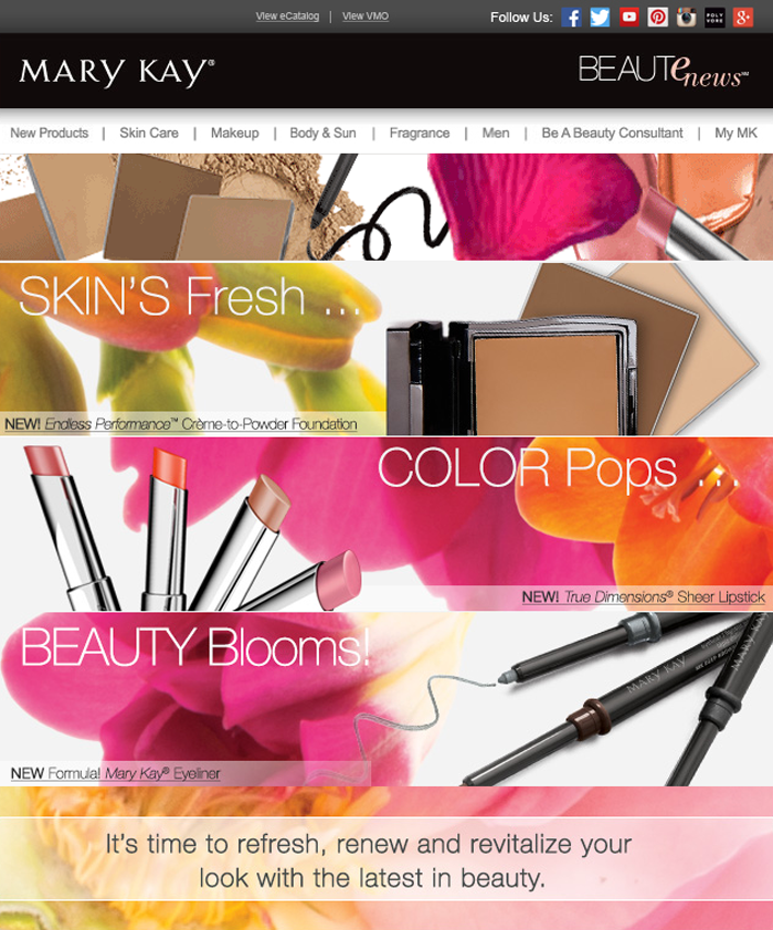 newsletters para vender más en primavera: Mary Kay