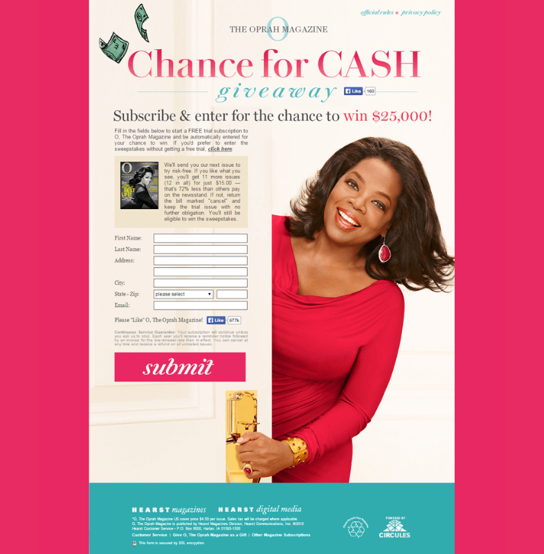 landing page The Oprah Magazine