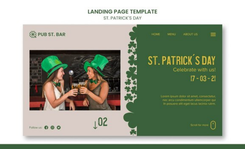 Landing page para St Patrick 's Day