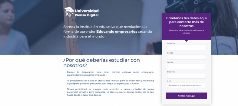 Ejemplos de landing page para universidades