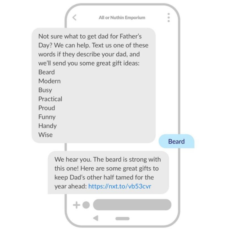 SMS Marketing para el Día del Padre: Usa palabras clave para conocer los gustos del cliente