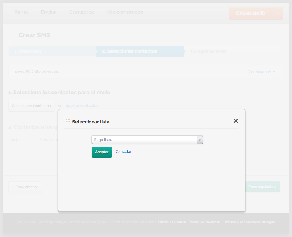 crear una campaña de sms marketing : Paso 5