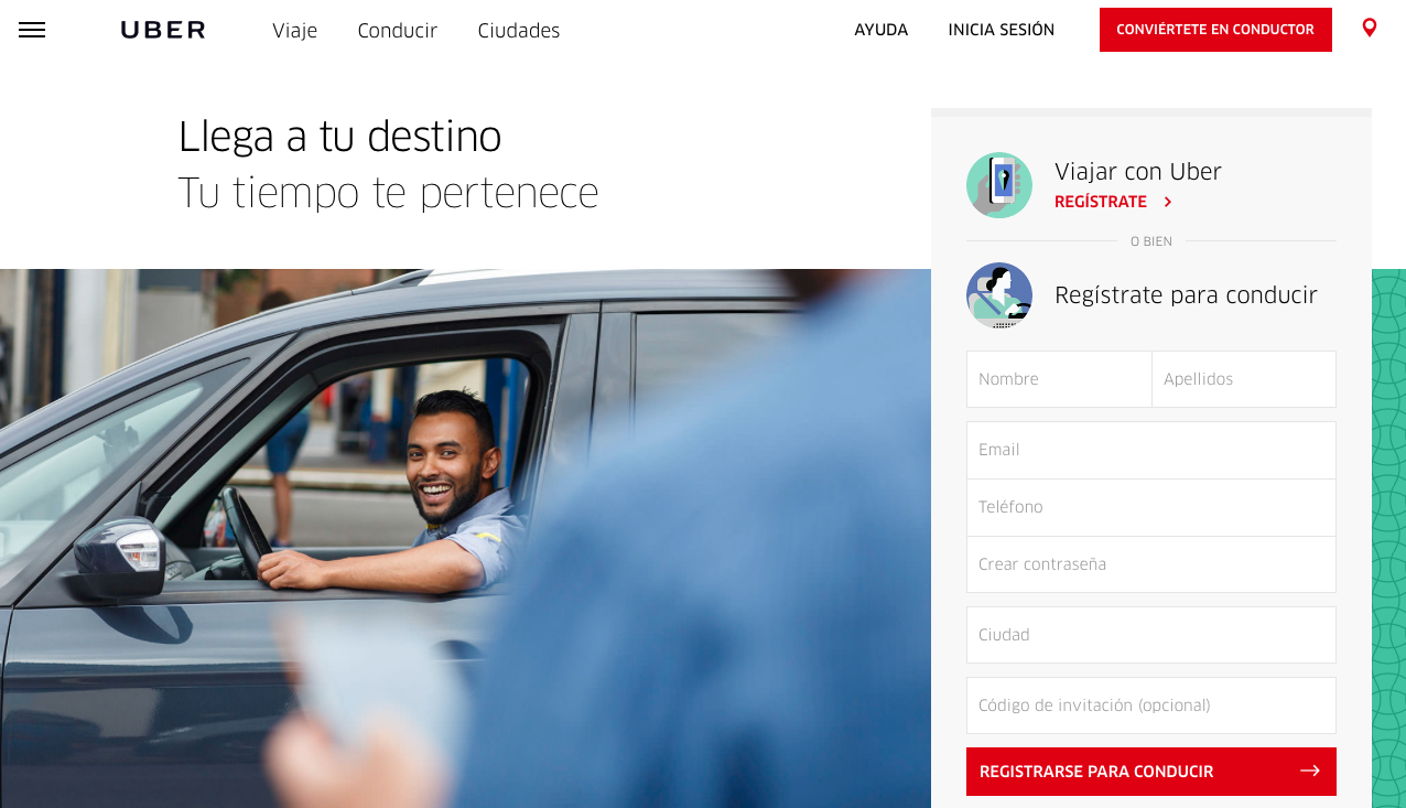 pasos para una landing page perfecta : Uber