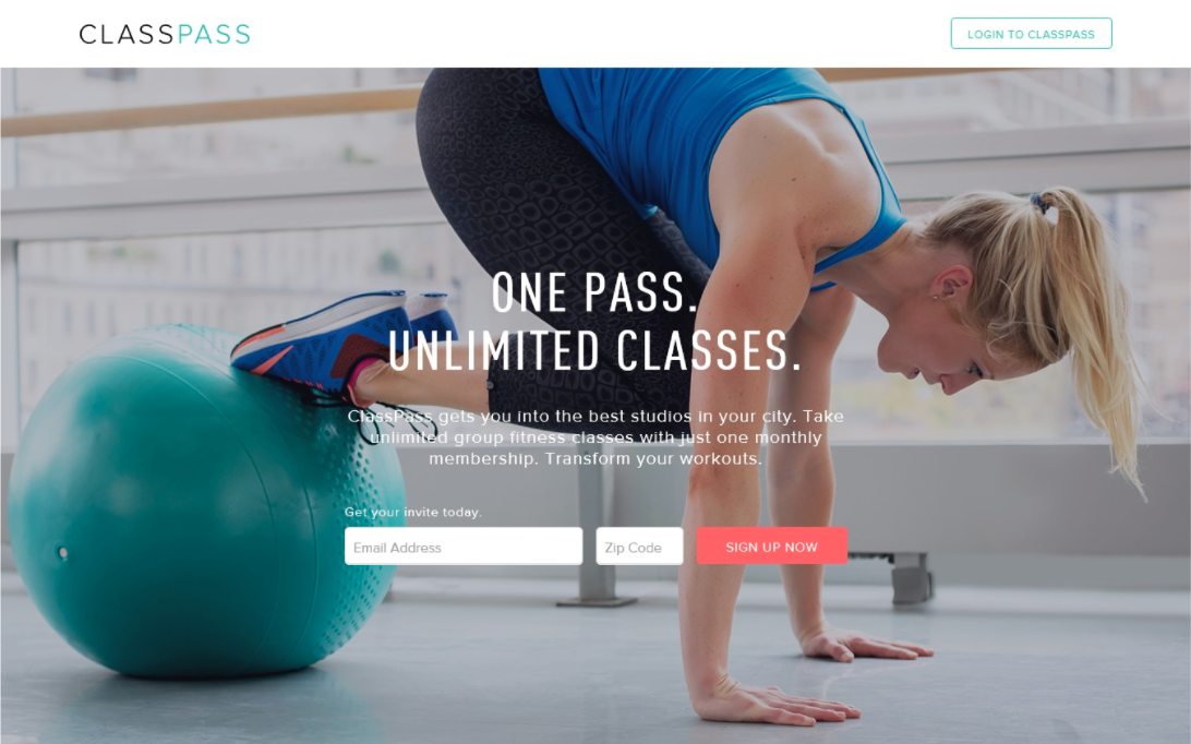 examples of perfect landing pages: Classpass