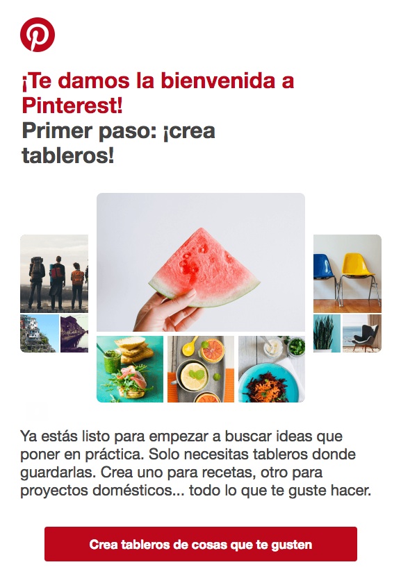 emails de confirmación : Pinterest