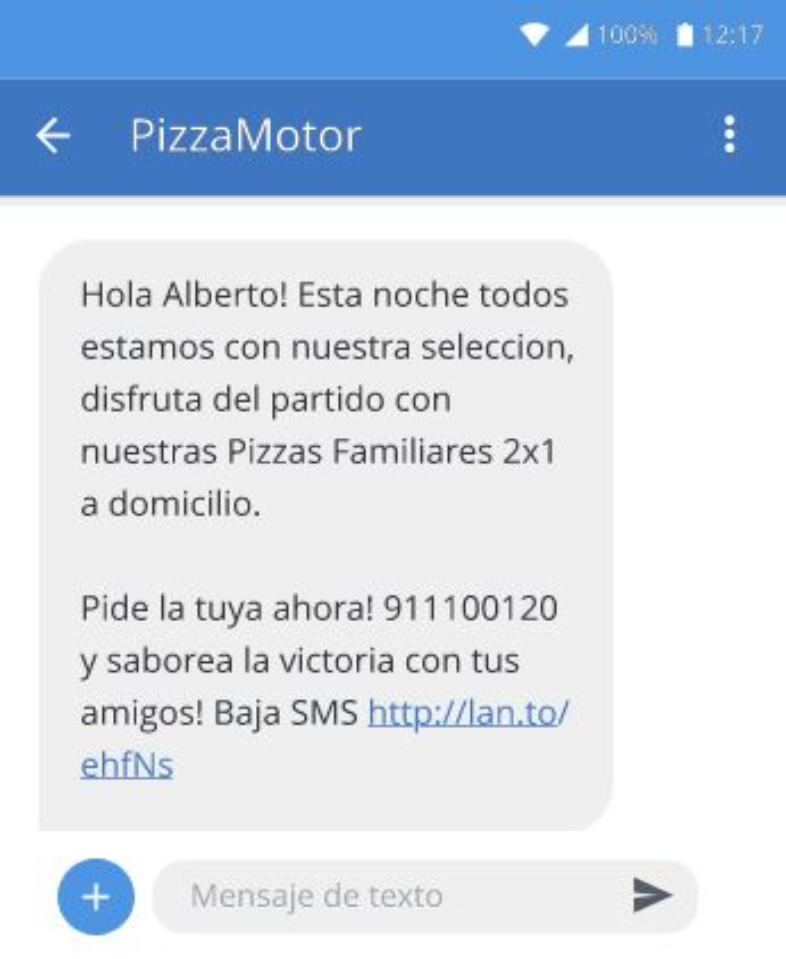 sms venta a domicilio