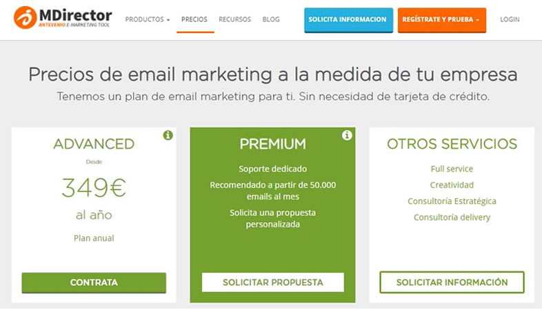 planes de precios herramienta email marketing profesional