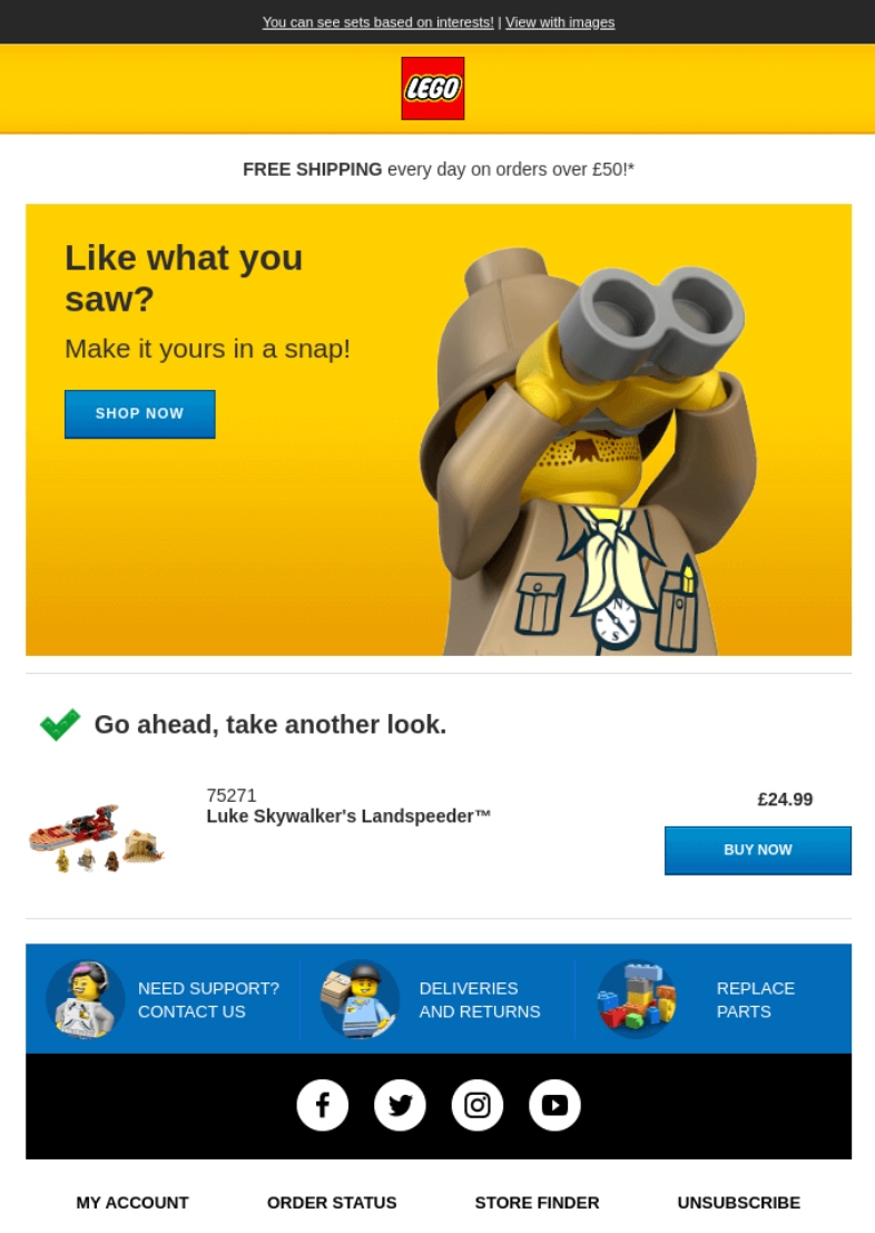Plantillas de email marketing infantiles: Lego