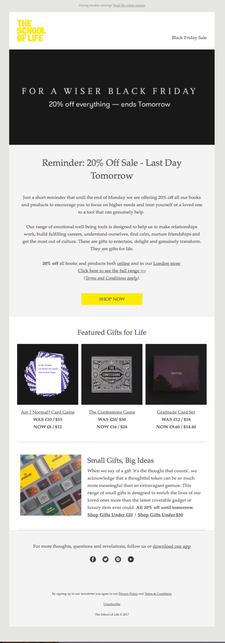 Plantillas de email para formación: School of life 