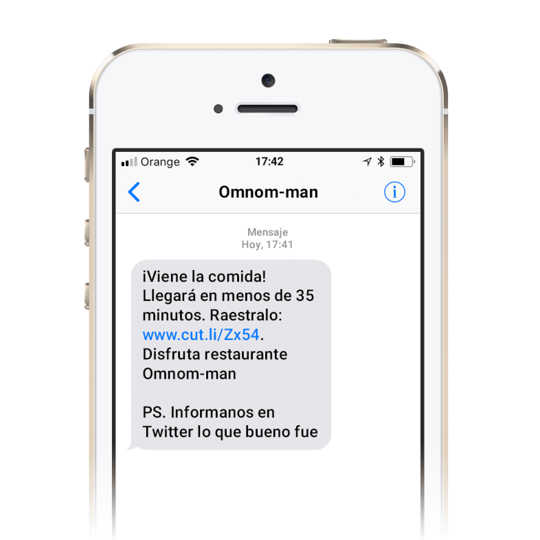 Plantilla de SMS para seguimiento de pedidos