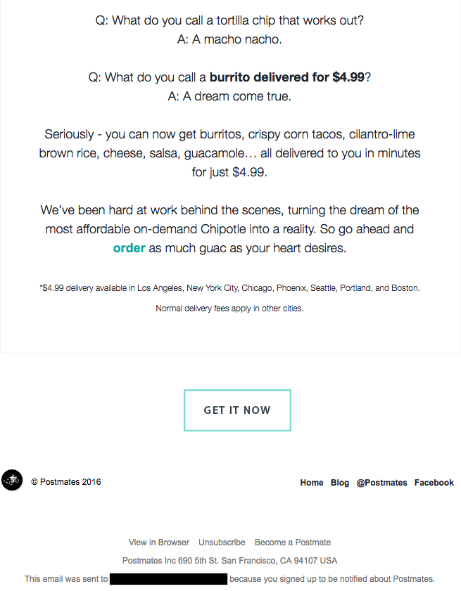 emails originales : Postmates