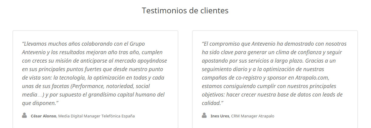 pruebas sociales: testimonios de clientes