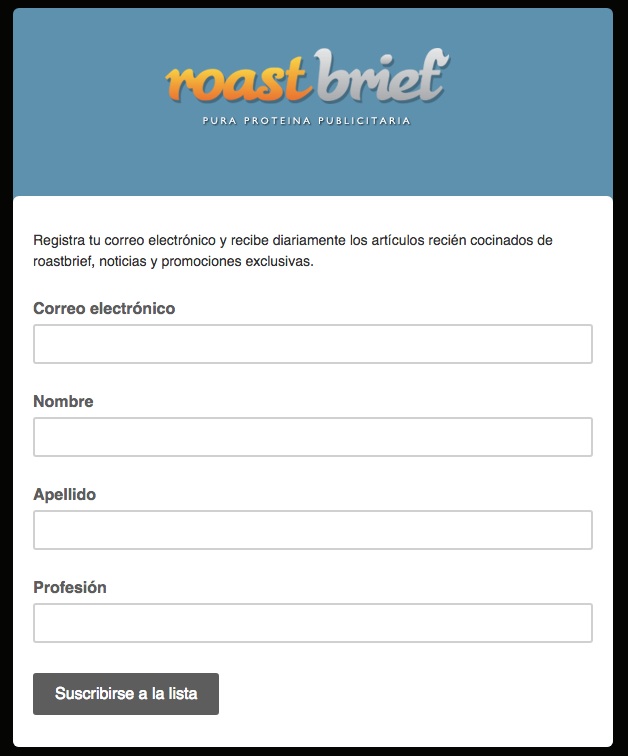 Formularios para captar clientes: Roast Brief