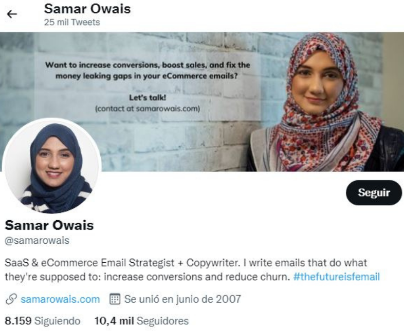 Influencers de email marketing: Samar Owais