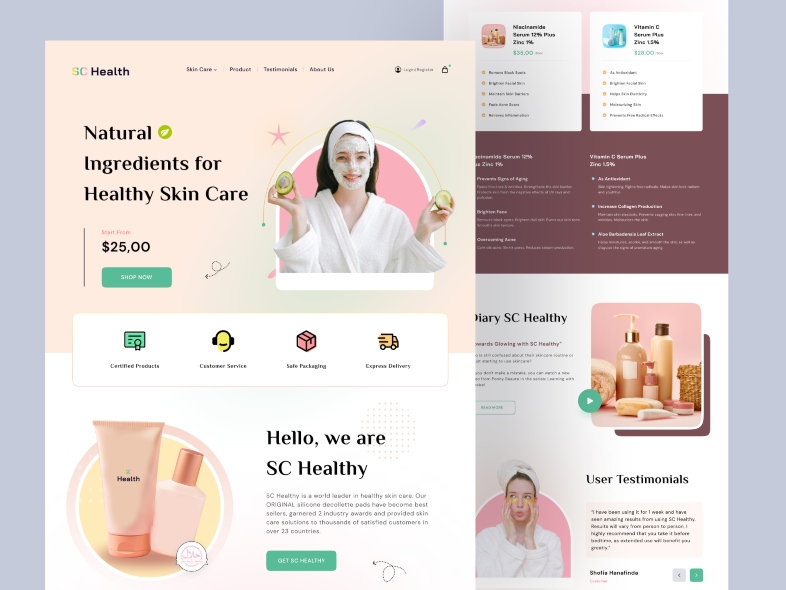 Landing page sector beauty: SC Health