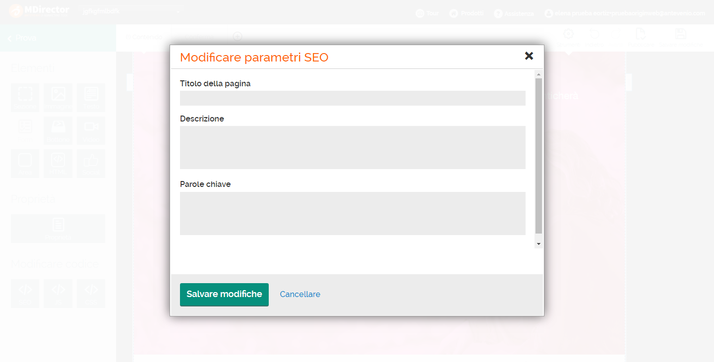 come creare una landing page: modificare parametri SEO