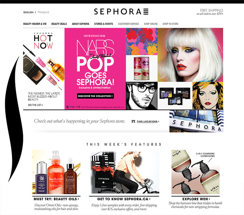 Landing pages del sector cosmético: Sephora