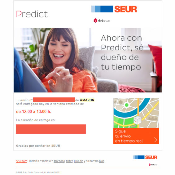 formas de atender a clientes por email: SEUR