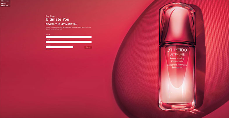 Landing pages del sector cosmético: Shiseido