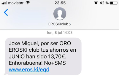 copys para SMS marketing: Eroski