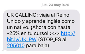 copys para SMS marketing: UK Calling